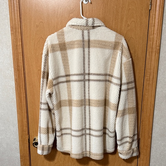 Men’s (No Name Brand) Large Plaid Button-Up Sherpa Jacket Shirt - Picture 3 of 5